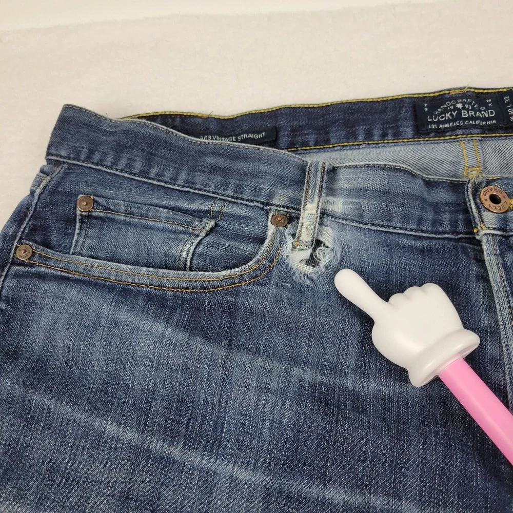 Thrashed Lucky Brand 363 Vintage Straight Candiani‎ 42 x 32 Cotton Blend READ***
